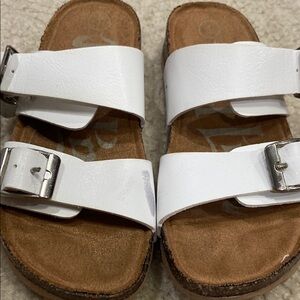 Target White and Tan Double Strap Sandals